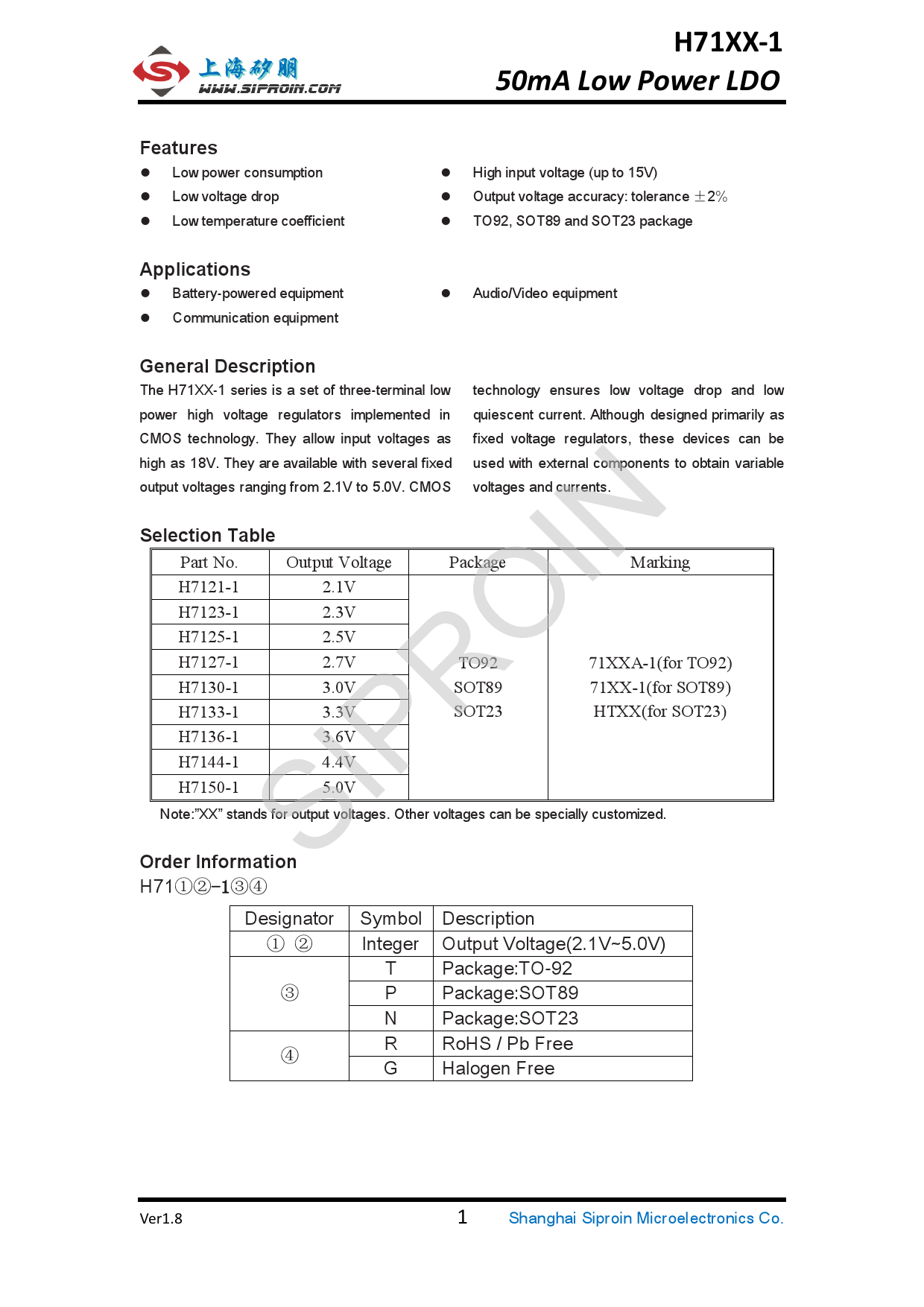 h7136-1_(siproin(上海矽朋))h7136-1中文资料_价格_pdf手册-立创电子