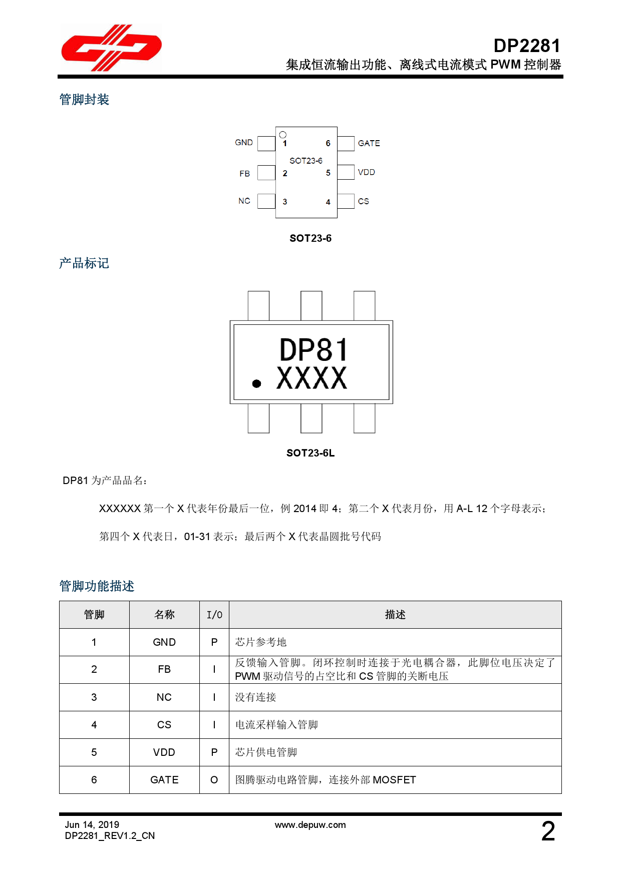 DP2281 德普微电子DP2281中文资料 价格 PDF手册 立创电子商城