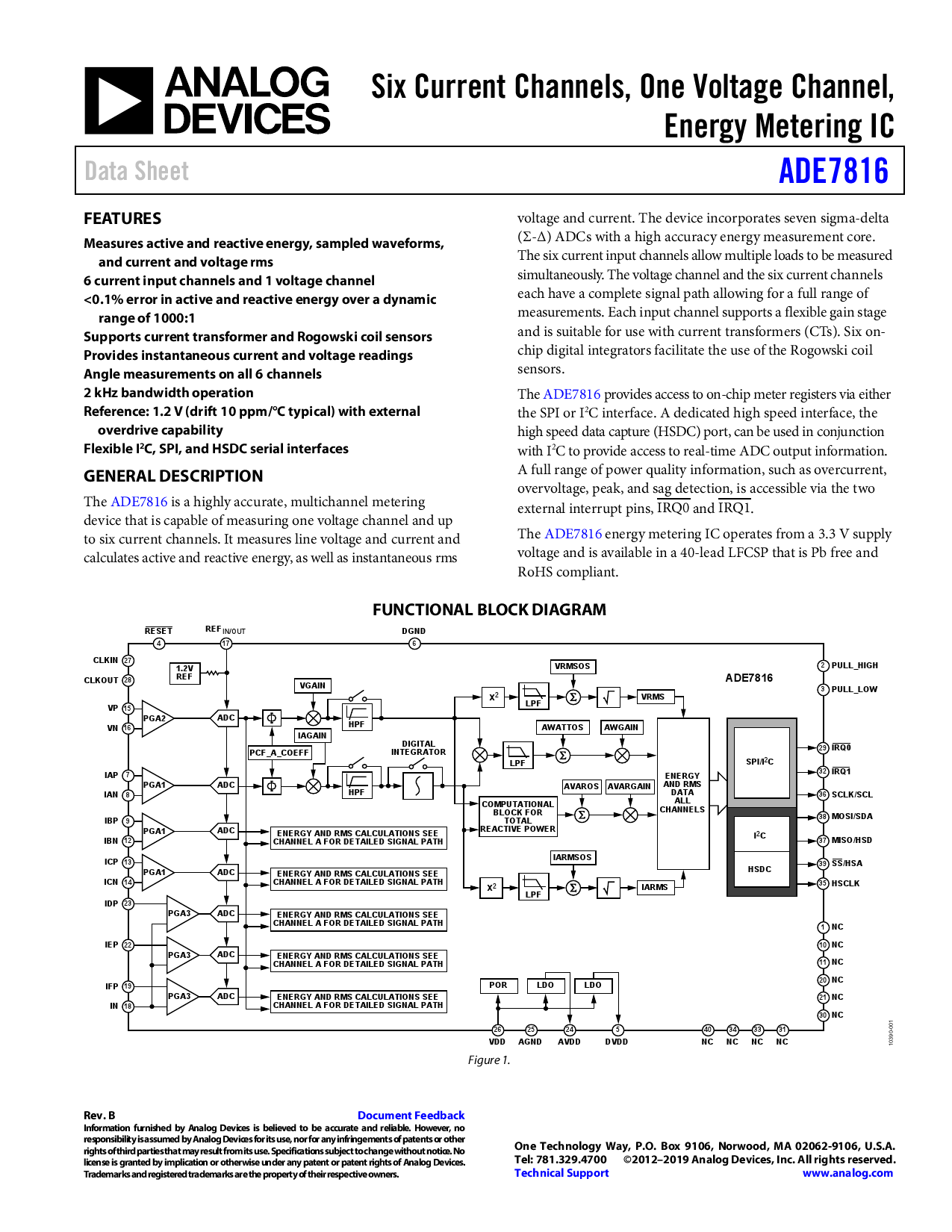 ADE7816ACPZ ADI 亚德诺 LINEAR 凌特 ADE7816ACPZ中文资料 价格 PDF手册 立创电子商城