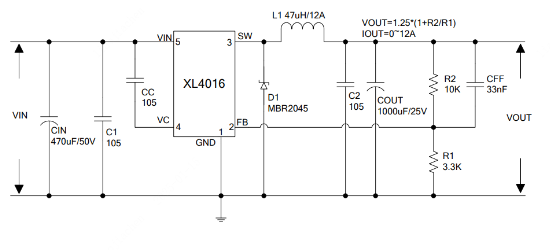 XLSEMI(芯龙)的XL4016E1系统框图