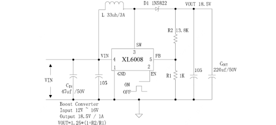 XLSEMI(芯龙)的XL6008E1系统框图