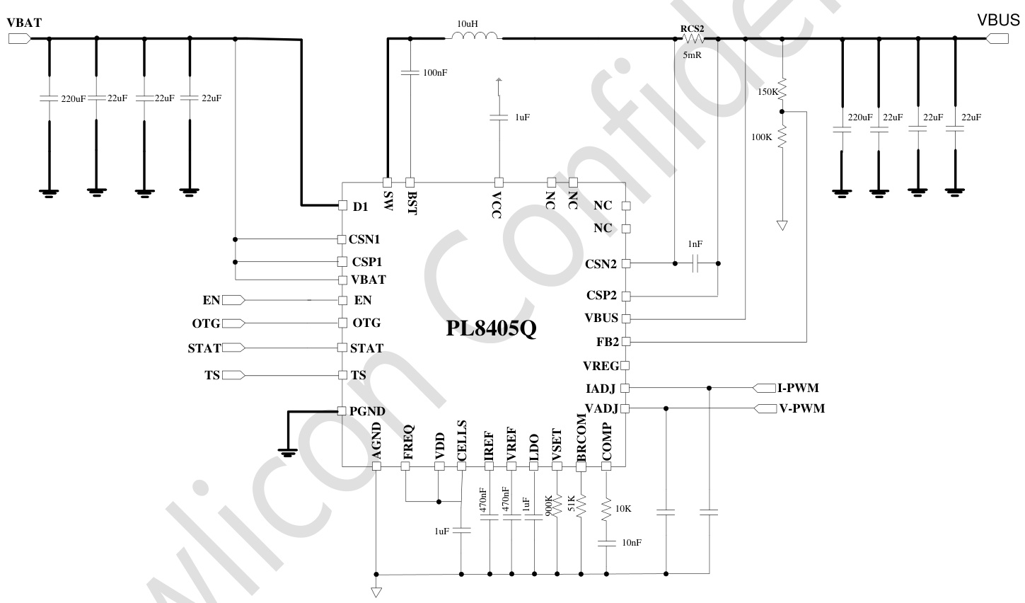 POWLICON(宝砾微)的PL8405Q系统框图