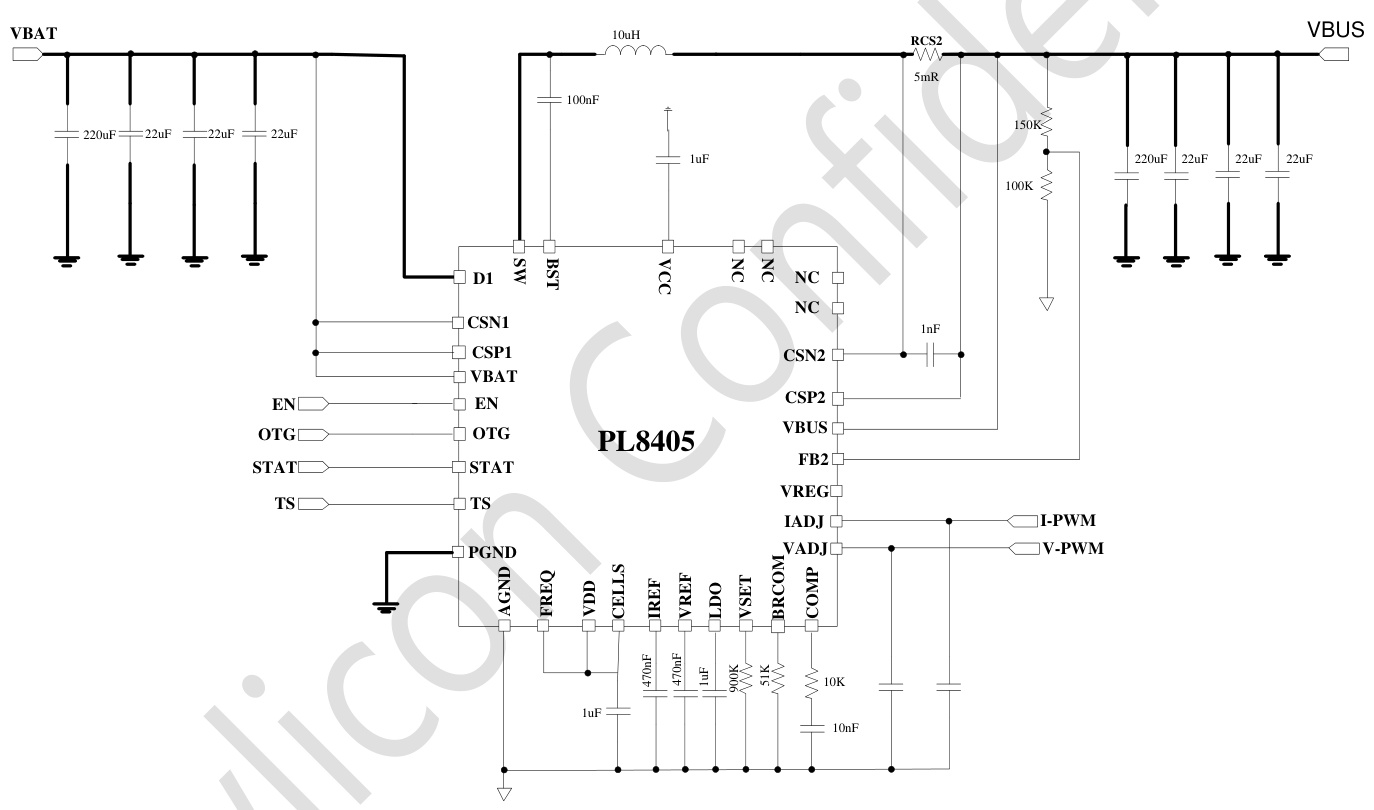 POWLICON(宝砾微)的PL8405系统框图