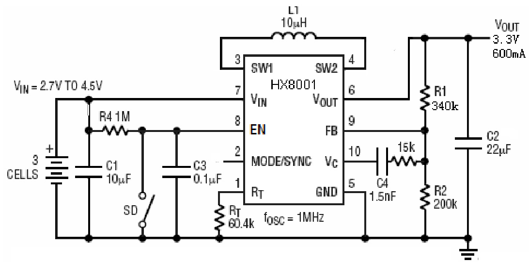 HEXIN(禾芯微)的HX8001-AJC系统框图