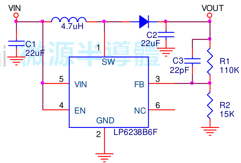 LOWPOWER(微源半导体)的LP6238B6F系统框图