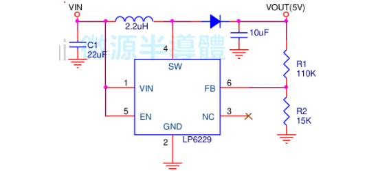 LOWPOWER(微源半导体)的LP6229B6F系统框图