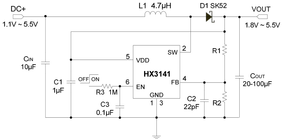 HEXIN(禾芯微)的HX3141-AF系统框图