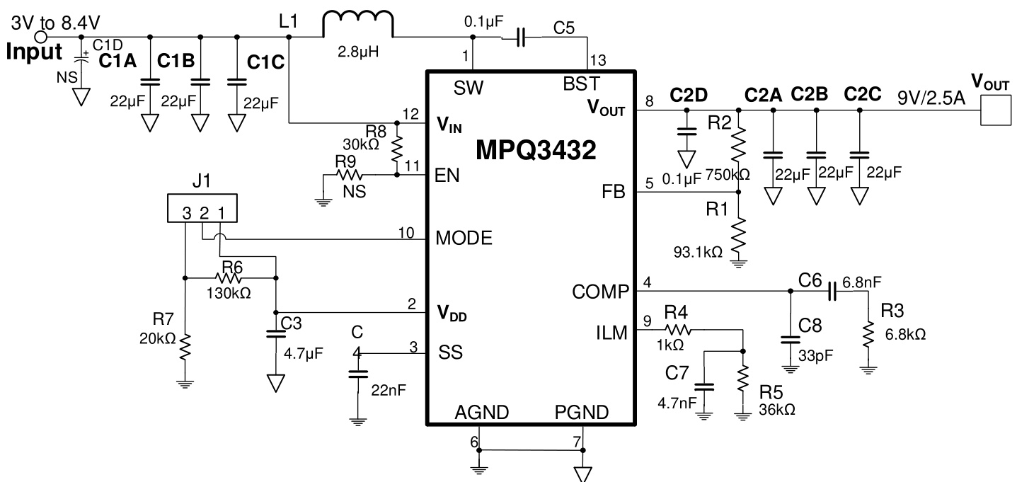 MPS(芯源)的MPQ3432GLE-AEC1-Z系统框图