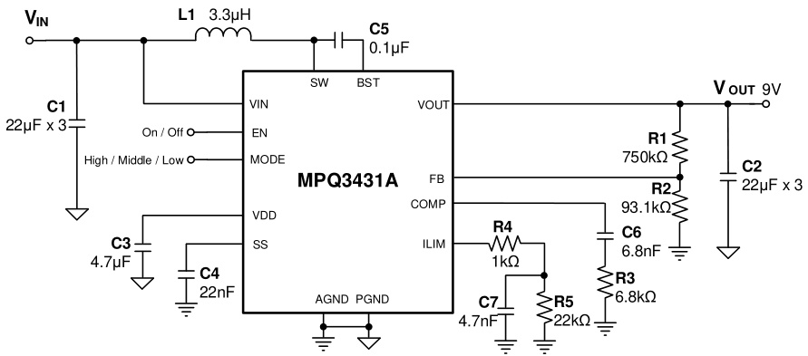 MPS(芯源)的MPQ3431AGL-AEC1-Z系统框图
