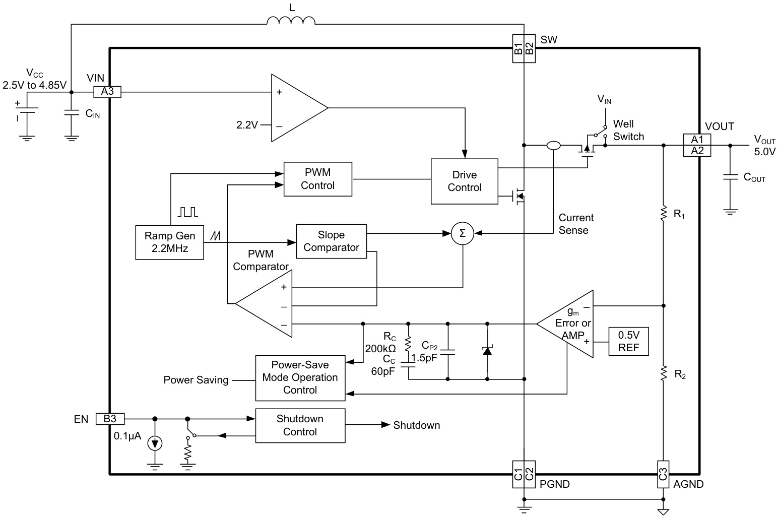 SGMICRO(圣邦微)的SGM66055B-5.0YG/TR系统框图