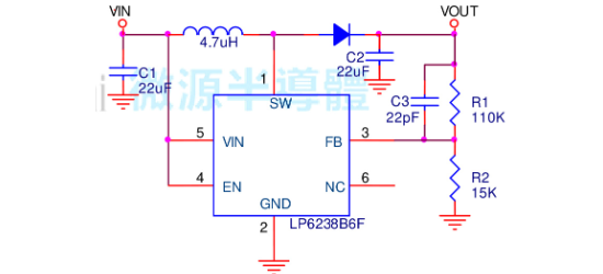 LOWPOWER(微源半导体)的LP6238B6F系统框图