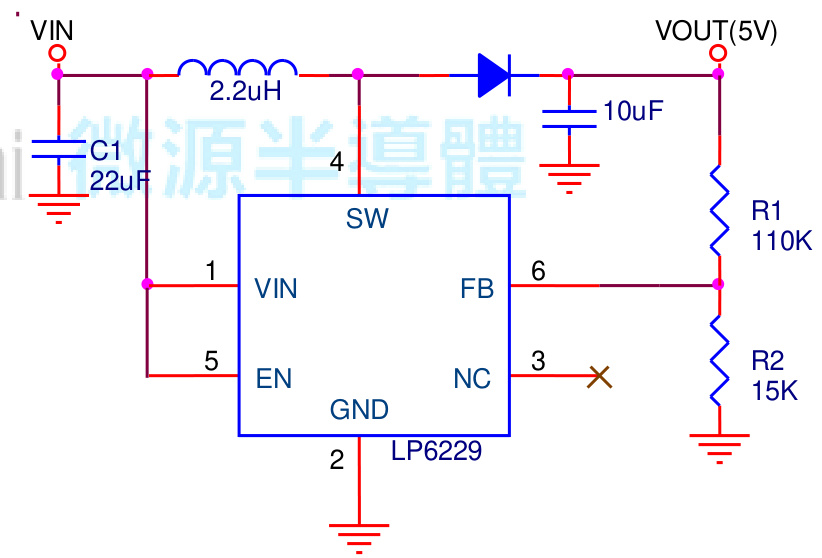 LOWPOWER(微源半导体)的LP6229B6F系统框图