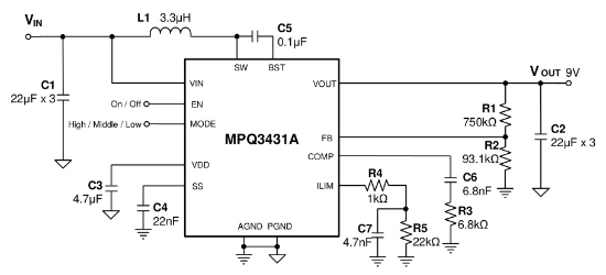 MPS(芯源)的MPQ3431AGL-AEC1-Z系统框图