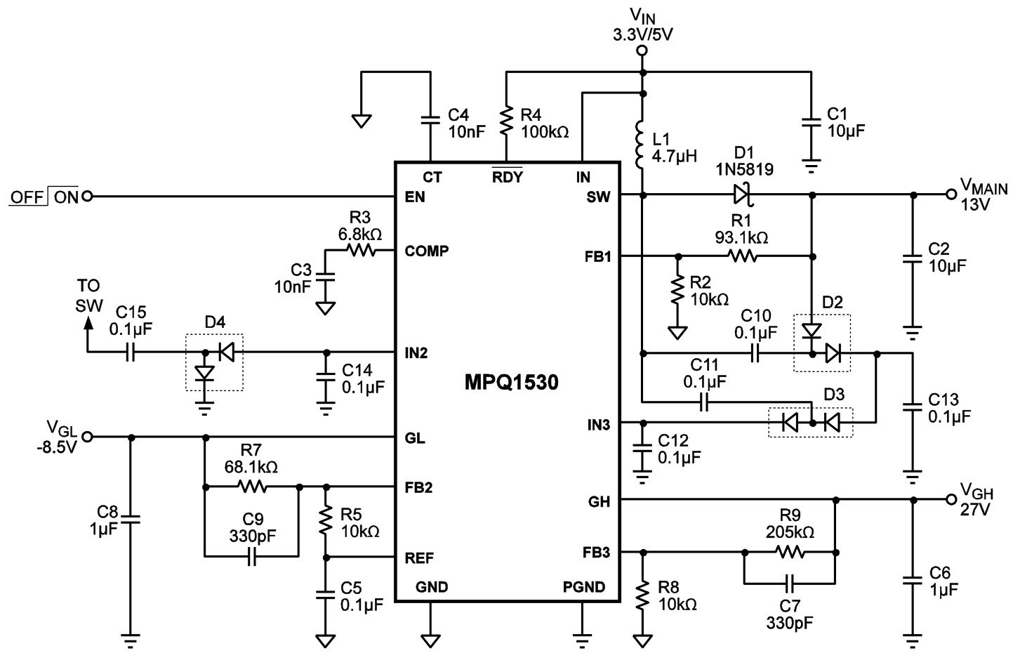 MPS(芯源)的MPQ1530DQ-LF-Z系统框图