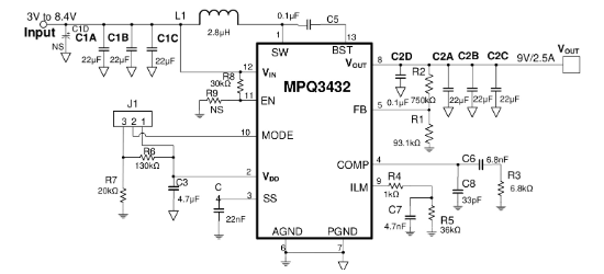 MPS(芯源)的MPQ3432GLE-AEC1-Z系统框图
