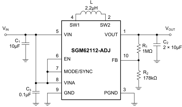SGMICRO(圣邦微)的SGM62112-ADJYTD10G/TR系统框图