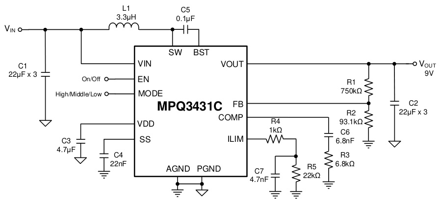 MPS(芯源)的MPQ3431CGLE-AEC1-Z系统框图