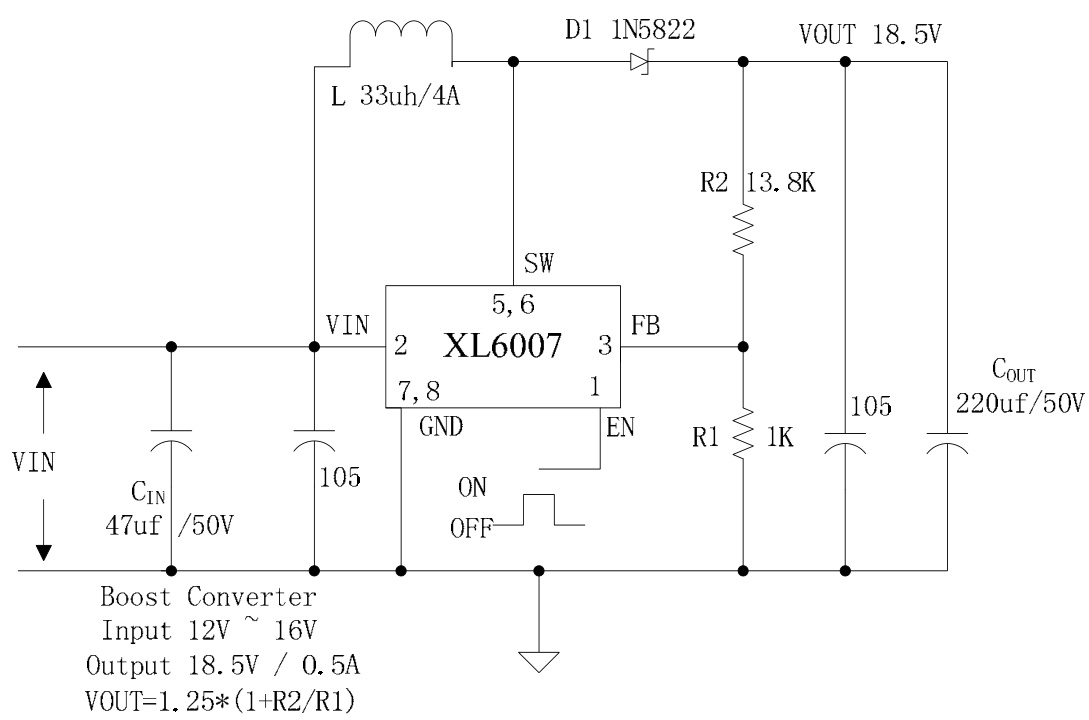 XLSEMI(芯龙)的XL6007E1系统框图