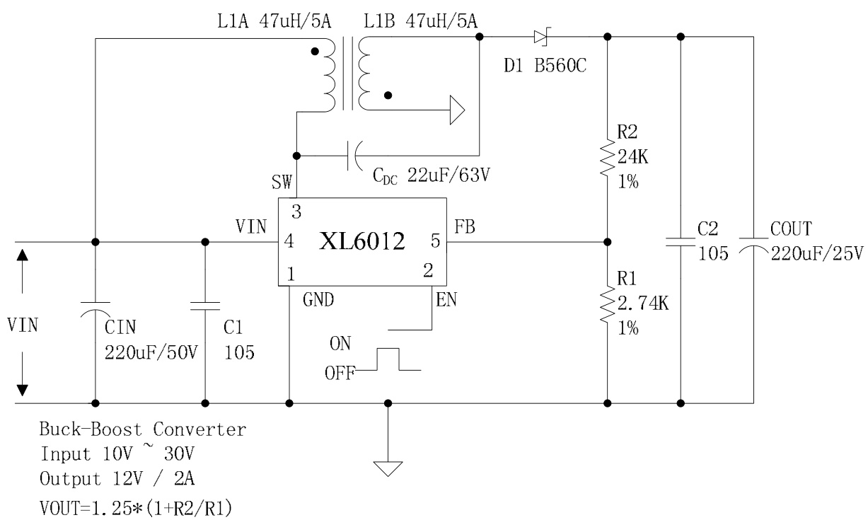 XLSEMI(芯龙)的XL6012E1系统框图