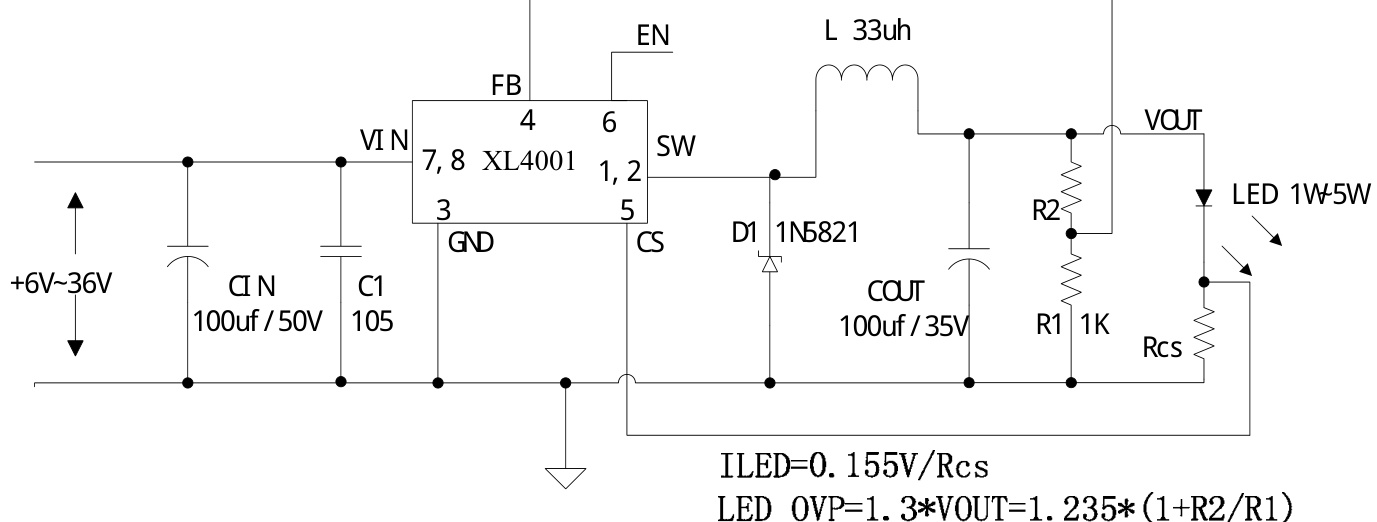 XLSEMI(芯龙)的XL4001E1系统框图