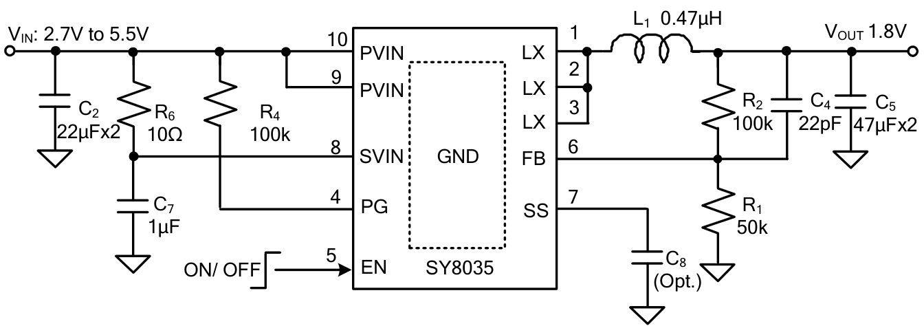 Silergy(矽力杰)的SY8035DBC系统框图