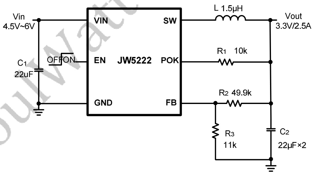 Joulwatt(杰华特)的JW5222系统框图