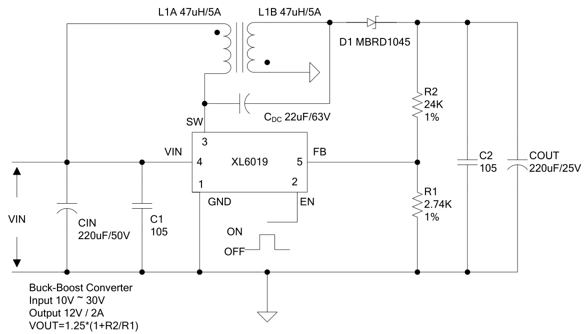 XLSEMI(芯龙)的XL6019E1系统框图