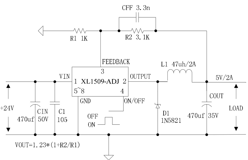 XLSEMI(芯龙)的XL1509-ADJE1系统框图