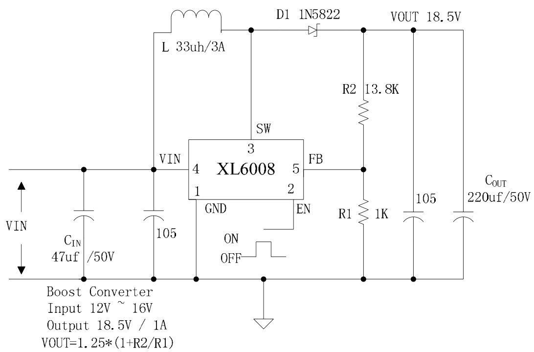 XLSEMI(芯龙)的XL6008E1系统框图