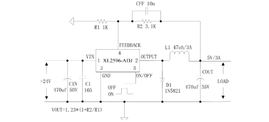 XLSEMI(芯龙)的XL2596S-12E1系统框图
