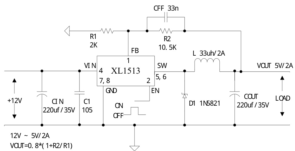 XLSEMI(芯龙)的XL1513E1系统框图