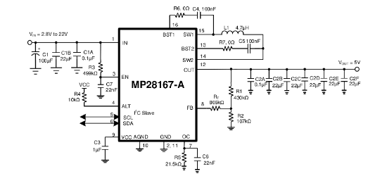 MPS(芯源)的MP28167GQ-A-Z系统框图