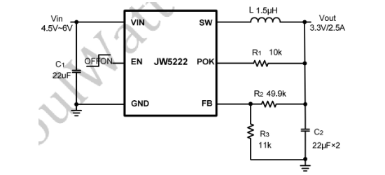 Joulwatt(杰华特)的JW5222系统框图