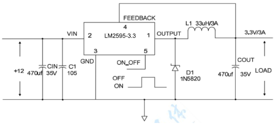 HGC(深圳汉芯)的LM2595T-3.3G系统框图