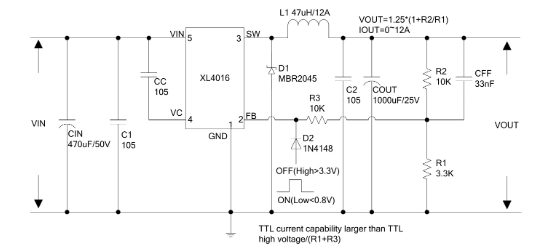XLSEMI(芯龙)的XL4016E1系统框图