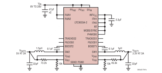ADI(亚德诺)的LTC3633AEFE-2#PBF系统框图