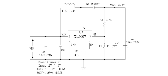 XLSEMI(芯龙)的XL6007E1系统框图