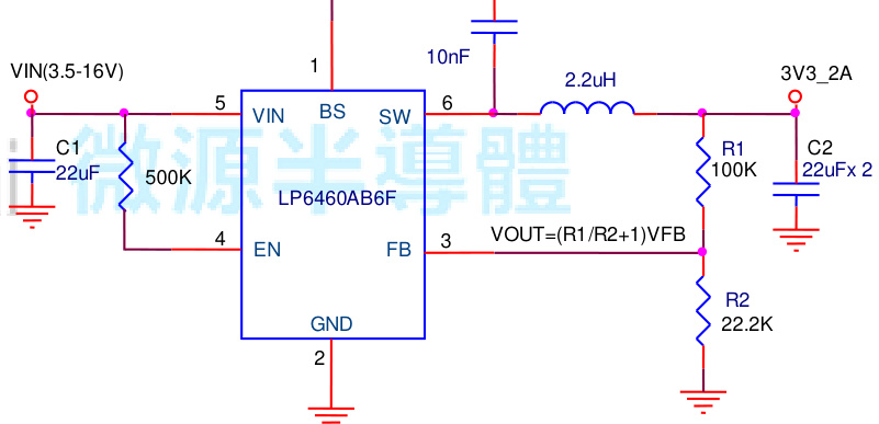 LOWPOWER(微源半导体)的LP6460B6F系统框图