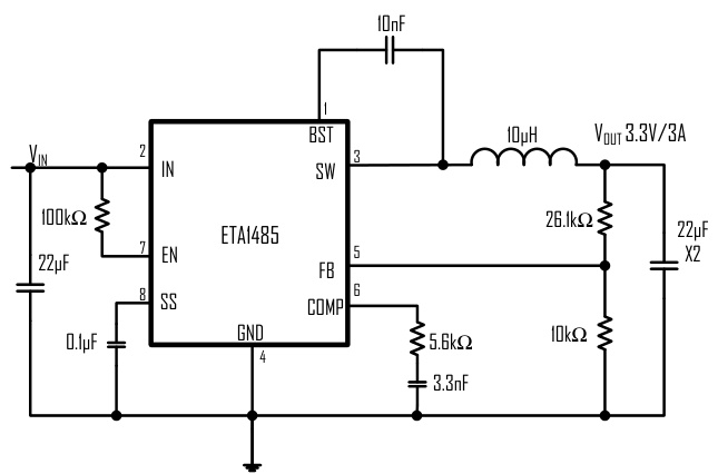 ETA(钰泰)的ETA1485E8A系统框图