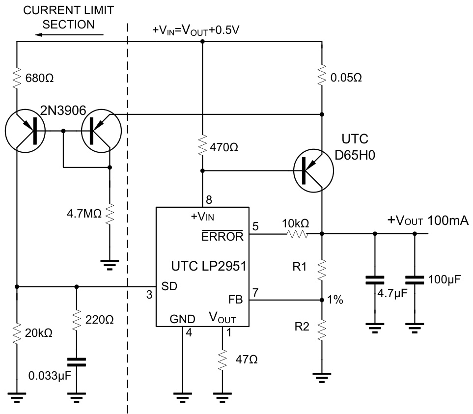 UTC(友顺)的LP2950L-3.3V-1系统框图