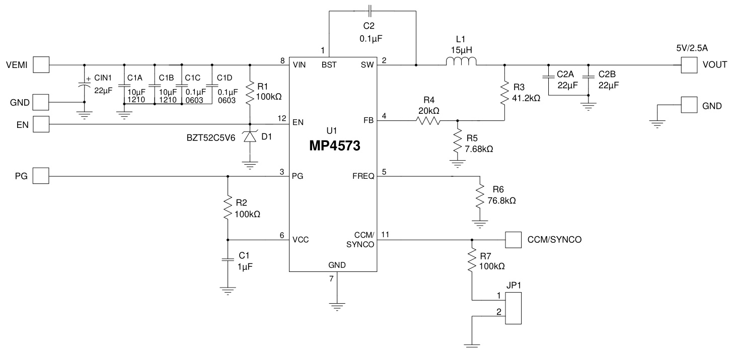 MPS(芯源)的MP4573GQBE-Z系统框图