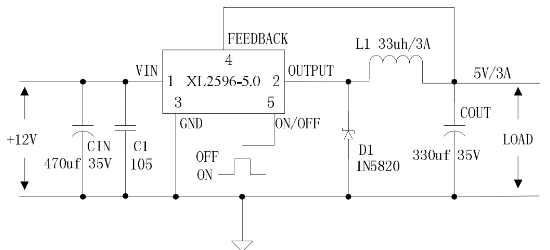 XLSEMI(芯龙)的XL2596T-5.0E1系统框图