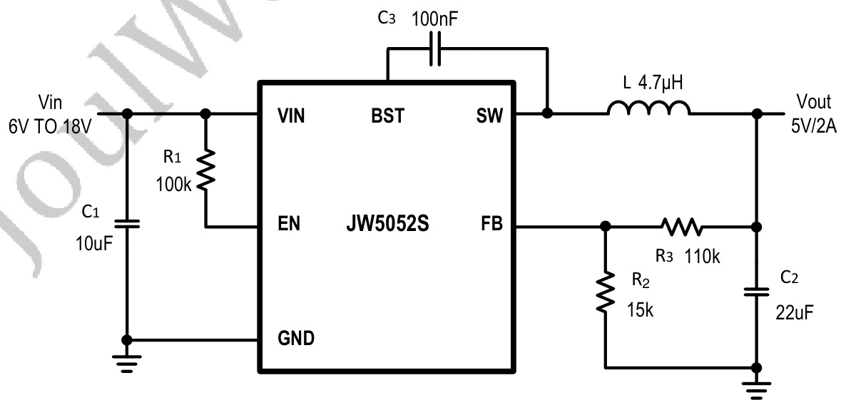 Joulwatt(杰华特)的JW5052S系统框图