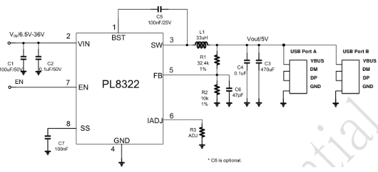 POWLICON(宝砾微)的PL8322系统框图