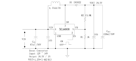 XLSEMI(芯龙)的XL6008E1系统框图