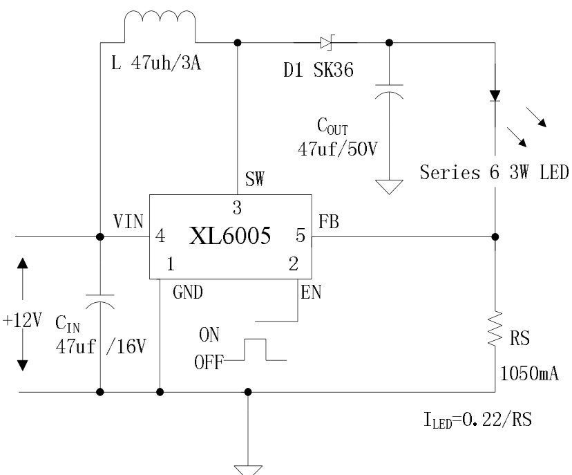 XLSEMI(芯龙)的XL6005E1系统框图