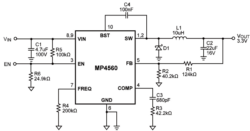 MPS(芯源)的MP4560DN-LF-Z系统框图