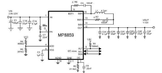 MPS(芯源)的MP8859GQ-0000-Z系统框图
