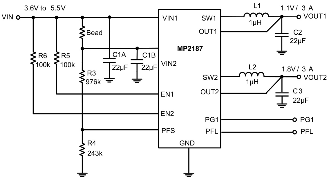 MPS(芯源)的MP2187GQA-Z系统框图
