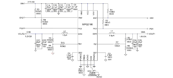 MPS(芯源)的MPQ2166GD-Z系统框图